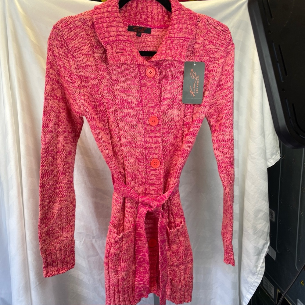 Chic‎ Pink Knit Cardigan with Belt